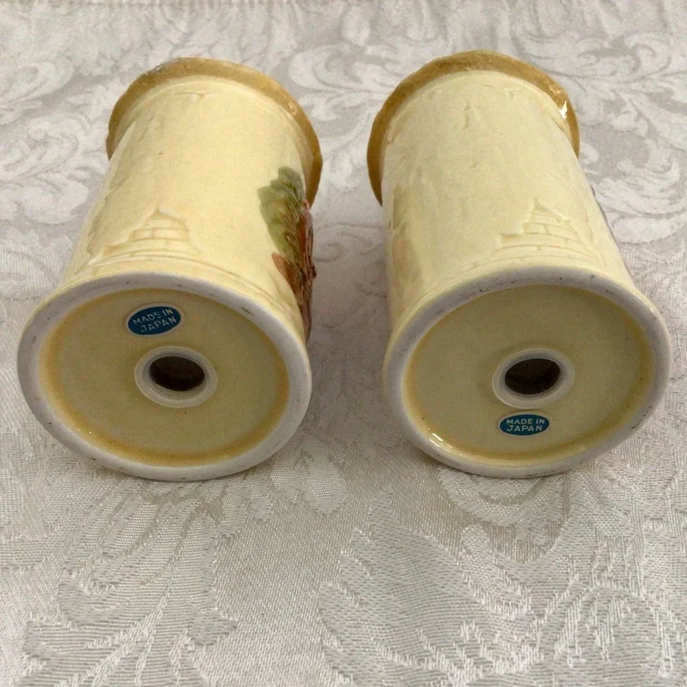 Vintage Ceramic Waterwheel Cottage Salt and Pepper Shaker Set Japan